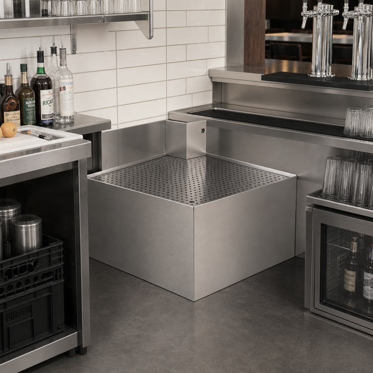 Product image #2 for Glastender Underbar Outside Wedge Corner Drainboard, 75° Angle, 24-Inch Deep, No Legs