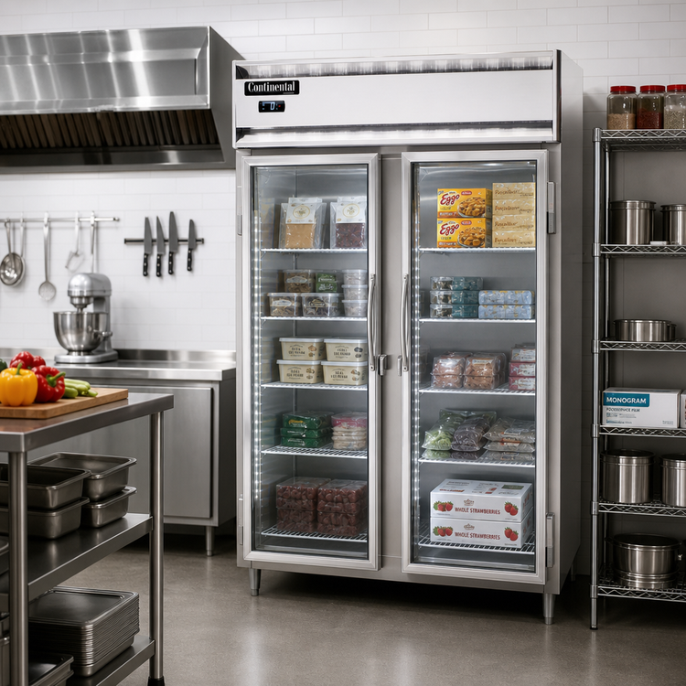 Product image #2 for Continental Refrigerator Designer Line D2FNGD Two-Section Full-Height Glass Door Reach-In Display Freezer