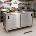 Thumbnail image #2 for Advance Tabco Special Value Series Enclosed Work Table with Cabinet Base and Sliding Doors, 96 x 24 Inches, 16-Gauge 304 Stainless Steel Top