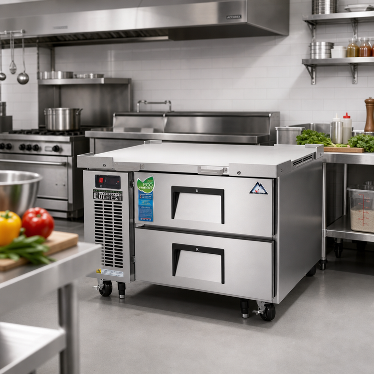 Product image #2 for Everest Refrigeration ECB36D2 Two-Drawer Chef Base Refrigerator, 36-3/8-Inch Wide, Self-Contained Side-Mounted R290