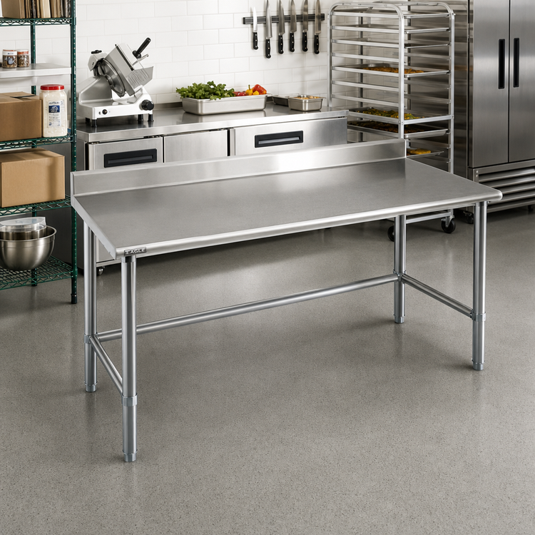 Product image #2 for Eagle Deluxe Series Stainless Steel Work Table with 4-1/2-Inch Backsplash, 48 x 36 Inches