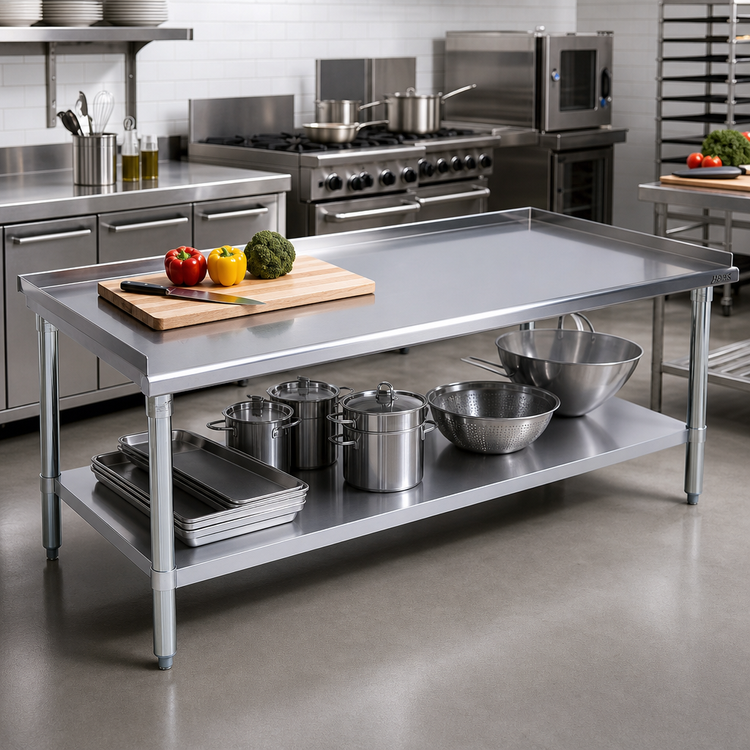 Product image #2 for John Boos Stallion 72" x 30" x 24" Stainless Steel Equipment Stand with Adjustable Undershelf