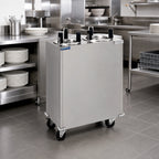 Thumbnail image #2 for Delfield Shelleymatic CAB2-575 Stainless Steel Mobile Enclosed Two-Stack Unheated Dish Dispenser for 5" to 5-3/4" Round Plates