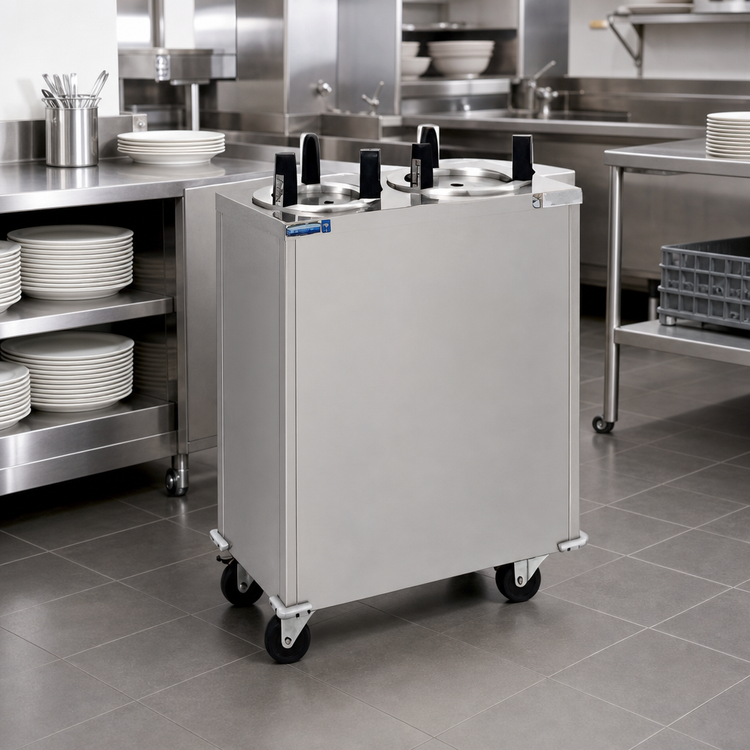 Product image #2 for Delfield Shelleymatic Mobile Enclosed Two-Stack Unheated Dish Dispenser for 5" to 5-3/4" Round Plates