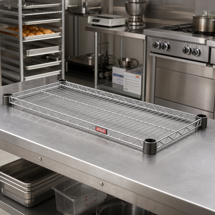 Product image #2 for Eagle Group QA2460S Quad-Adjust QuadTruss 60 in. x 24 in. Stainless Steel Wire Shelf