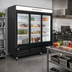 Thumbnail image #2 for Kelvinator Commercial Three-Section Reach-In Refrigerated Glass Door Merchandiser, 72 Cu. Ft., Bottom-Mount Self-Contained Refrigeration