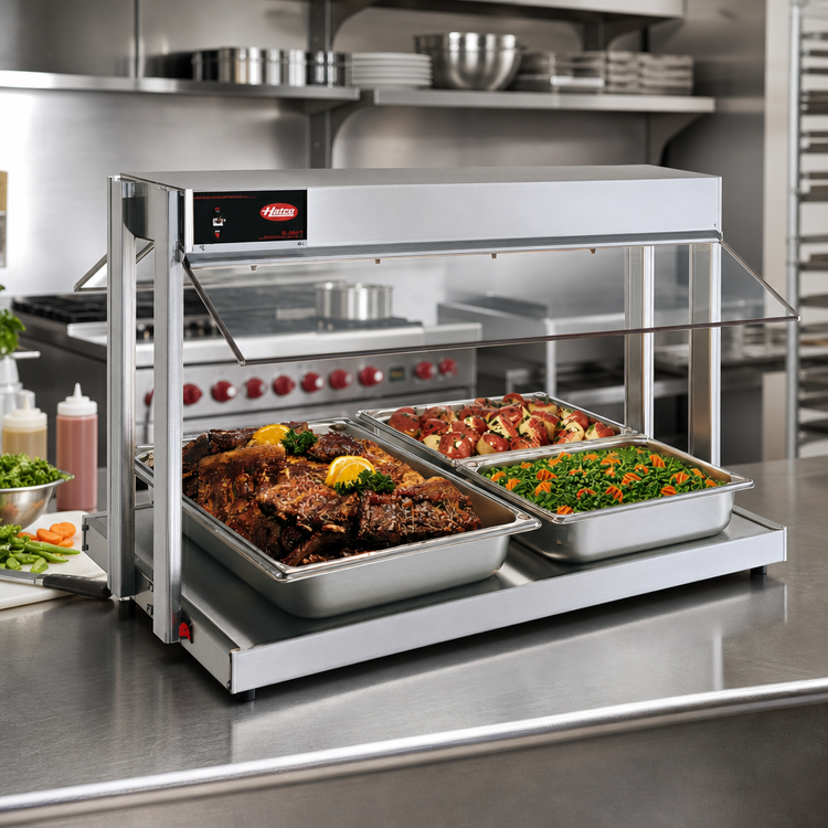 Product image #2 for Hatco Glo-Ray® 24-Inch Countertop Buffet Warmer with Heated Base and Sneeze Guards
