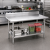 Thumbnail image #2 for Advance Tabco 72 x 30 Inch 16 Gauge 304 Stainless Steel Work Table With 5-Inch Backsplash and Adjustable Undershelf