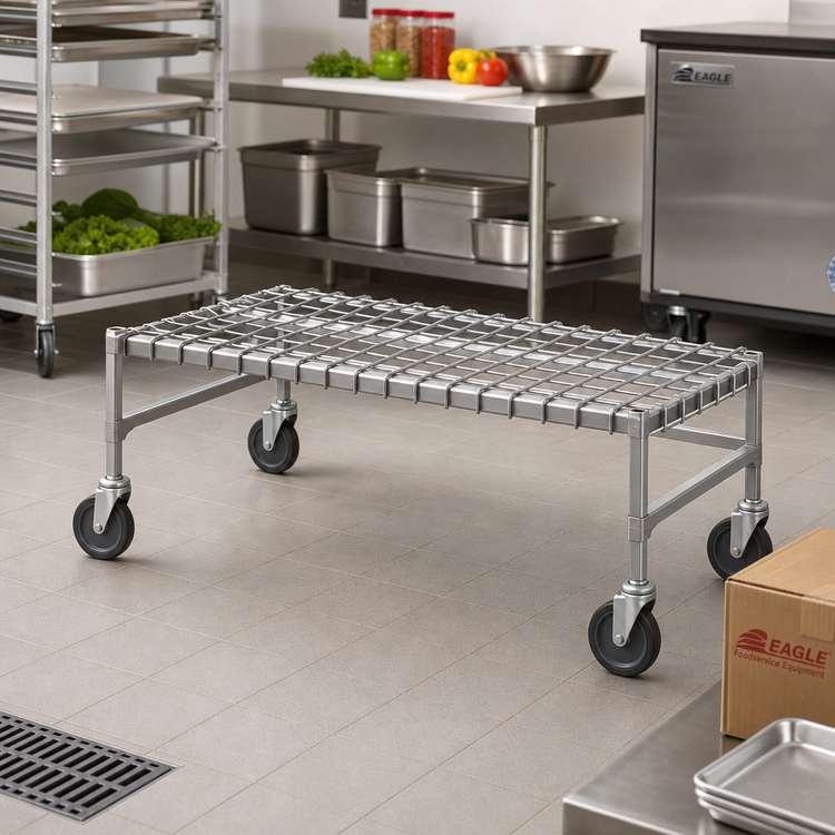 Product image #2 for Eagle Mobile Stainless Steel Wire Dunnage Rack with Removable Wire Assembly, 48 x 24 Inches, 800 lb Capacity
