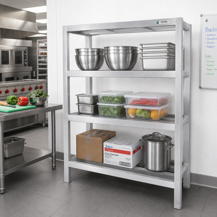 Product image #2 for Channel Manufacturing Lifetime Tough All-Welded Tubular 3-Shelf Aluminum Dunnage Shelving, 54W x 20D x 64H