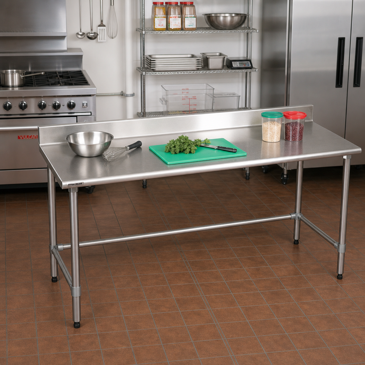 Product image #2 for Eagle Group BlendPort® Deluxe Series Stainless Steel Work Table with 4-1/2 Inch Backsplash, 72 x 24 Inch