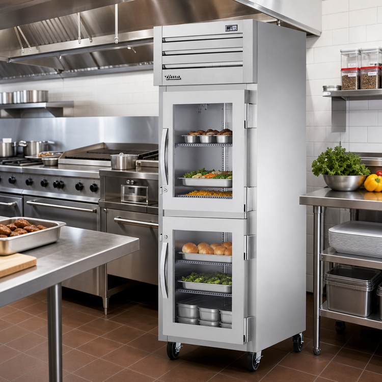 Product image #2 for True SPEC SERIES One-Section Reach-In Heated Holding Cabinet with 2 Glass Half Swing Doors and 3 Chrome Shelves