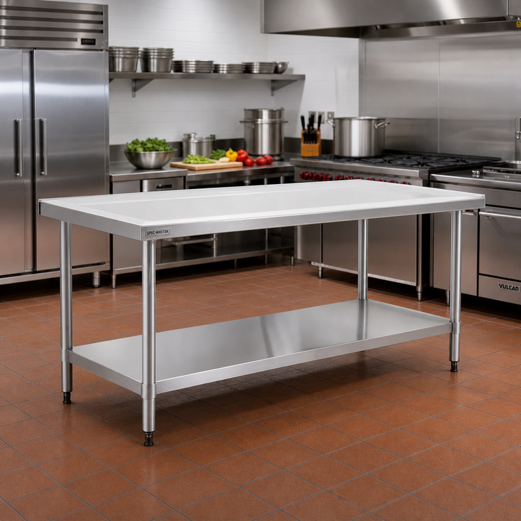 Product image #2 for Spec-Master Marine Series Stainless Steel Work Table with Adjustable Undershelf, 108 x 36 Inches