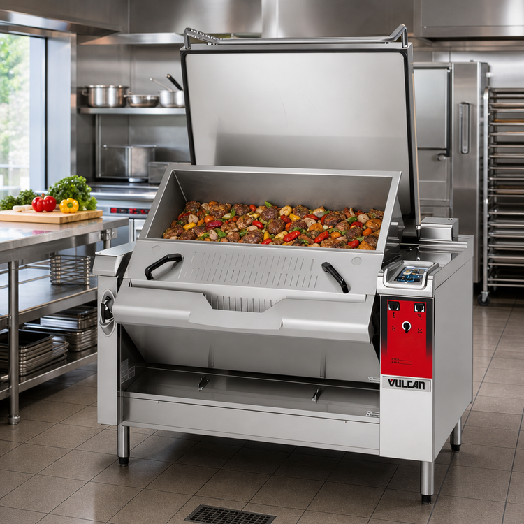 Product image #3 for Vulcan PreciPan Multifunction Electric Tilting Braising Pan, 40-Gallon Usable Capacity, Open Frame, 240V, 3-Phase