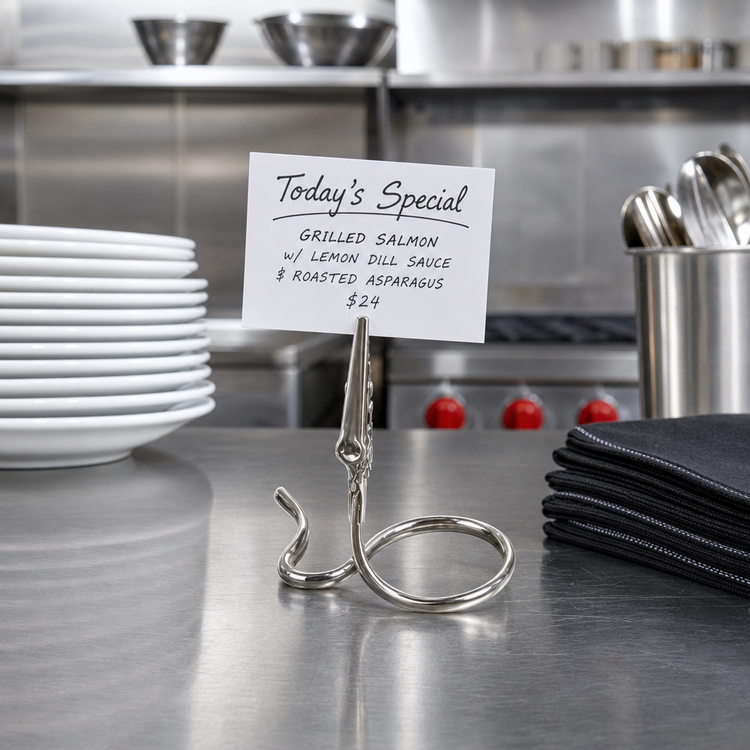 Product image #2 for American Metalcraft Stainless Steel Alligator Clip Menu Card Holder, 3-1/2 Inch High, S Base