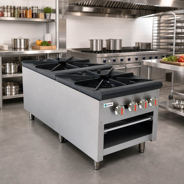 Product image #2 for 24-Inch Gas Stock Pot Range with 2 Burners and Cast Iron Lift-Off Grates