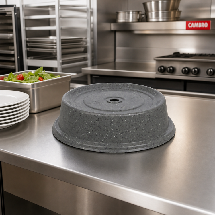 Product image #3 for Cambro Versa Camcover Round Fiberglass Plate Cover, 9-13/16 Inch Inside Diameter, Granite Gray