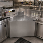 Thumbnail image #2 for Krowne Royal Series KR24-DFC90 Stainless Steel 90° Underbar Corner Filler with Perforated Drainboard Top, 24-Inch Deep, One Leg