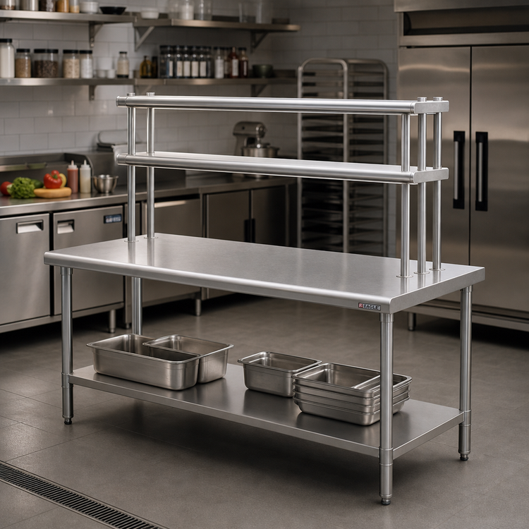 Product image #2 for Eagle Group SB Series Stainless Steel Work Table with Flex-Master Overshelf Kit, 72 Inch x 30 Inch