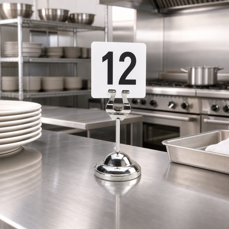 Product image #2 for American Metalcraft Chrome Harp Weighted Number Stand with Round Stainless Steel Base, 4 Inch
