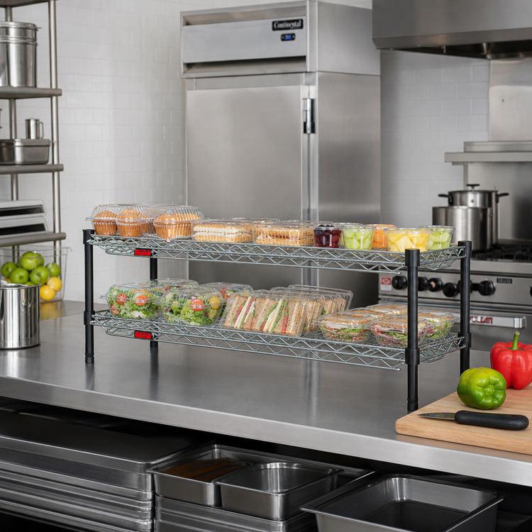 Product image #2 for Eagle Group QuadTruss 2-Tier Front Case Merchandise Cantilevered Shelving Unit, 24 x 14 x 14 Inches, Chrome Finish