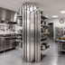 Thumbnail image #2 for Heavy Duty Stainless Steel Back-to-Back Cantilevered Shelving Uprights, 144 Inches, Floor-to-Ceiling Mount