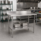 Thumbnail image #2 for Eagle Group AdjusTable T3060SE-BS-HA 60 x 30-Inch Height- Stainless Steel Work Table, 14-Gauge 304 Top, Backsplash and Undershelf