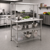 Thumbnail image #2 for Eagle AdjusTable 14-Gauge 304 Stainless Steel One-Tier Work Surface System with Adjustable Overshelf and Two Undershelves, 48 x 24 Inches