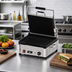 Thumbnail image #2 for Omcan Single Countertop Panini Grill with 12 x 15 Inch Grooved Cast Iron Plates, 120V
