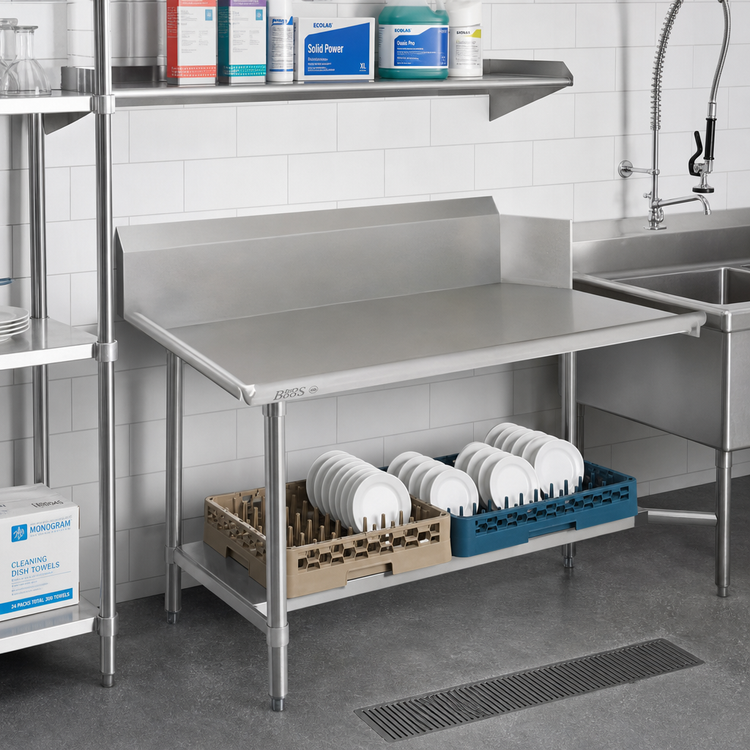 Product image #2 for John Boos Pro-Bowl 72-Inch Straight Clean Dishtable, Right-to-Left, 14-Gauge 304 Stainless Steel