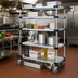 Thumbnail image #2 for Quantum 60-Inch Wide Mobile Wire Shelving Cart with 5 Solid Galvanized Steel Shelves