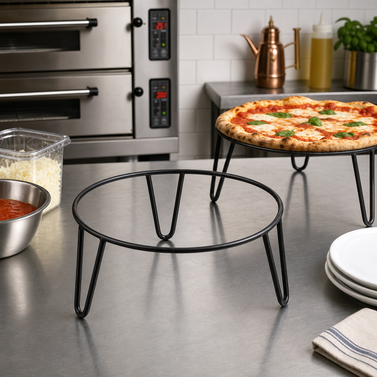 Product image #3 for American Metalcraft Loft Collection Rubberized Round Pizza Stand, 9.35-Inch, Black Rubber-Coated Steel