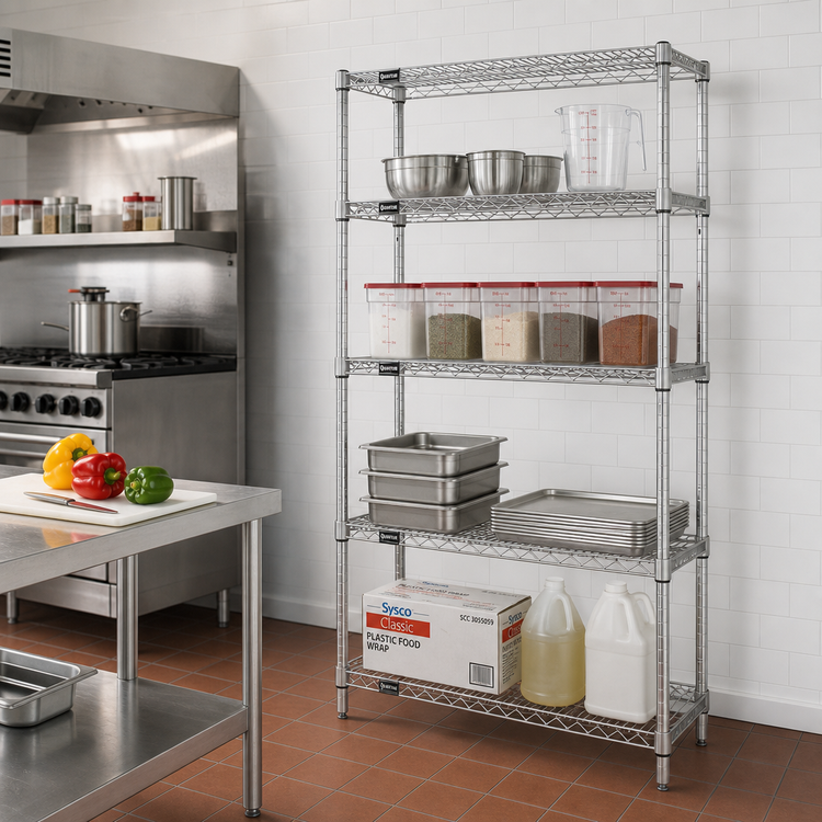 Product image #2 for Quantum 24 Inch x 24 Inch x 63 Inch Stationary Wire Shelving Starter Kit with 4 Shelves, 304 Stainless Steel