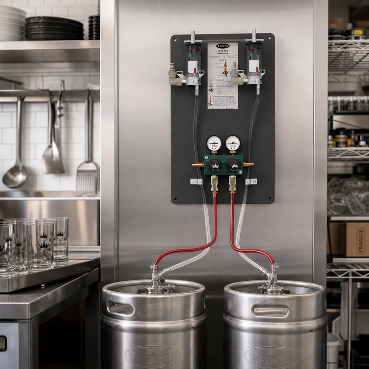 Product image #2 for Krowne MasterTap Regulator Panel with 2 Empty Keg Detectors (FOBs), 2 Beer Lines