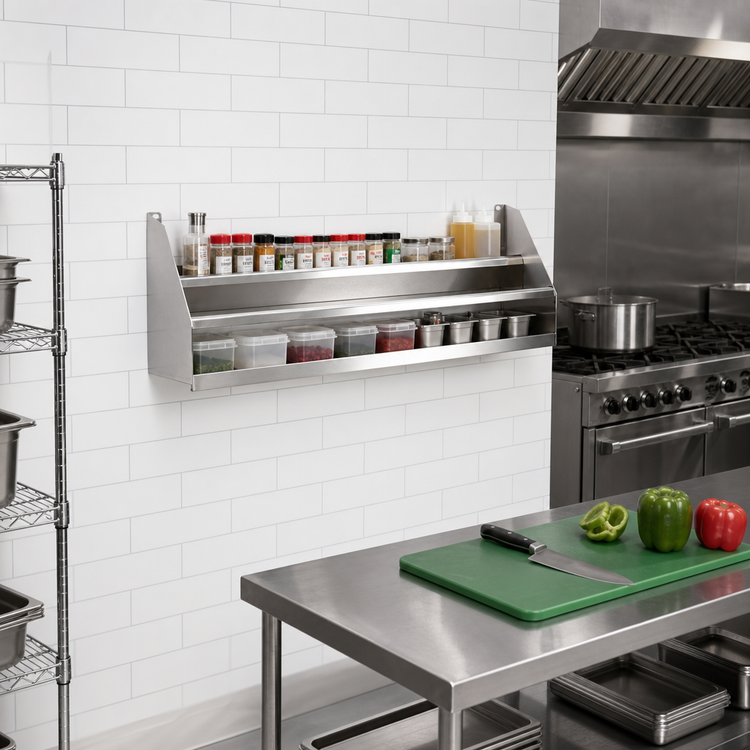 Product image #2 for CHOICE Double Stainless Steel Speed Rail, 57-Inch W x 10-Inch D, Keyhole Mount