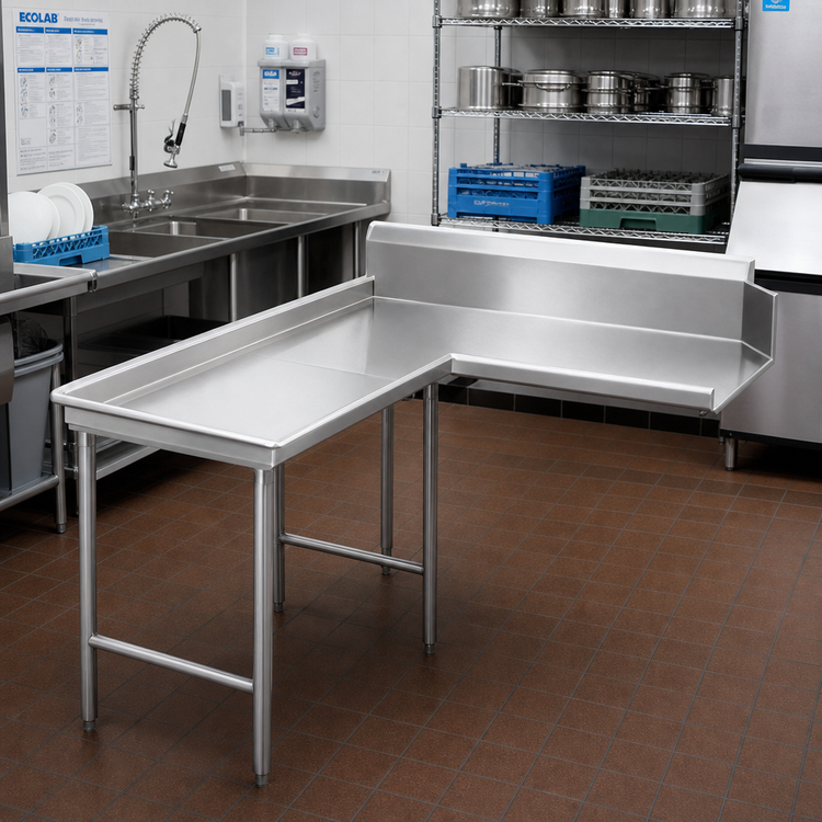 Product image #2 for Advance Tabco DTC-G70-48L Left-Hand Island-Clean L-Shaped Dish Table, 47-Inch Long