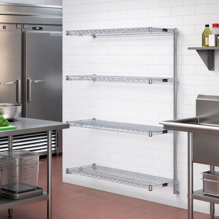 Product image #2 for EAGLEbrite 4-Tier Add-On Wire Shelving Unit with QuadTruss Shelves, 24" x 18" x 63", Zinc Finish