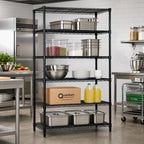 Thumbnail image #2 for Quantum WR63-2460BK-5 Wire Shelving Starter Unit, 60 x 24 x 63 Inches, 5 Shelves, Black Epoxy Antimicrobial Finish