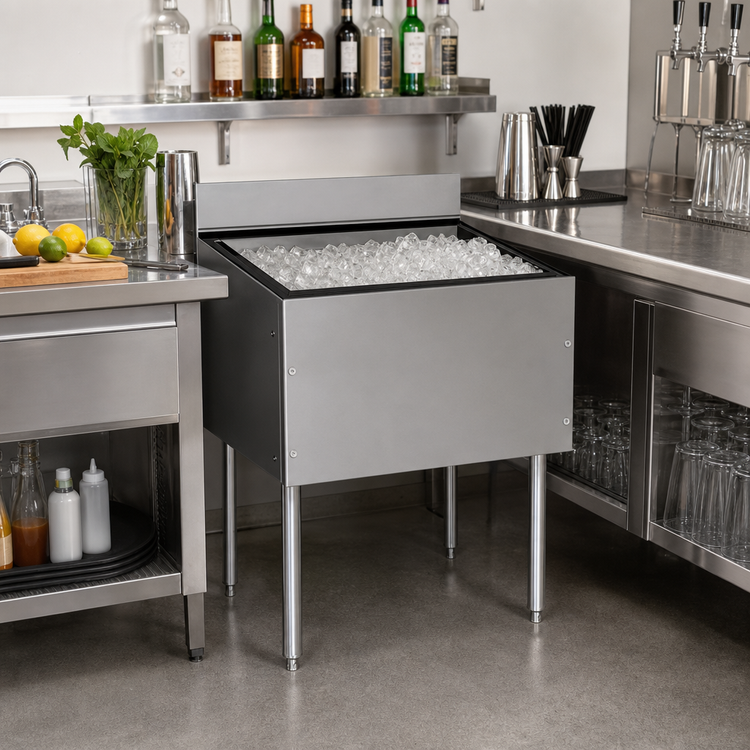 Product image #2 for CHOICE Extra Deep Stainless Steel Underbar Ice Bin with Built-In 10-Circuit Cold Plate, 36 x 19 Inches