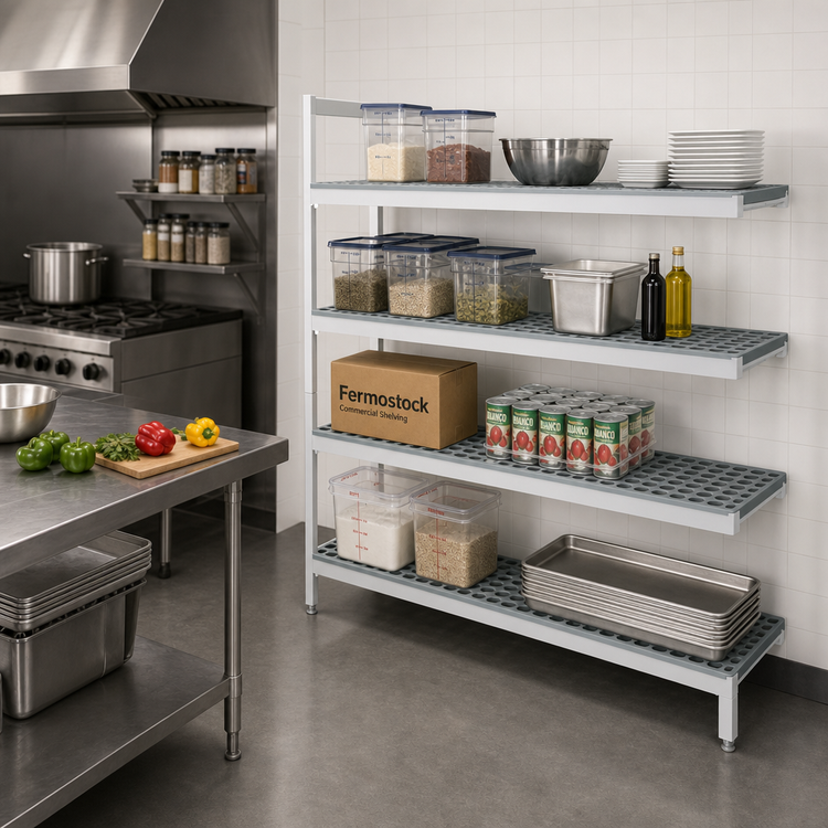 Product image #2 for Fermostock 4-Tier Polymer Shelving Expansion Unit, 64W x 18D x 83H, Gray