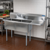 Thumbnail image #2 for BK Resources Freestanding Two-Compartment Stainless Steel Sink with Right Drainboard, 16 x 20 x 12-Inch Bowls