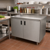 Thumbnail image #2 for Advance Tabco Enclosed Work Table with Cabinet Base, 48 x 24 Inches, 14 Gauge 304 Stainless Steel Top