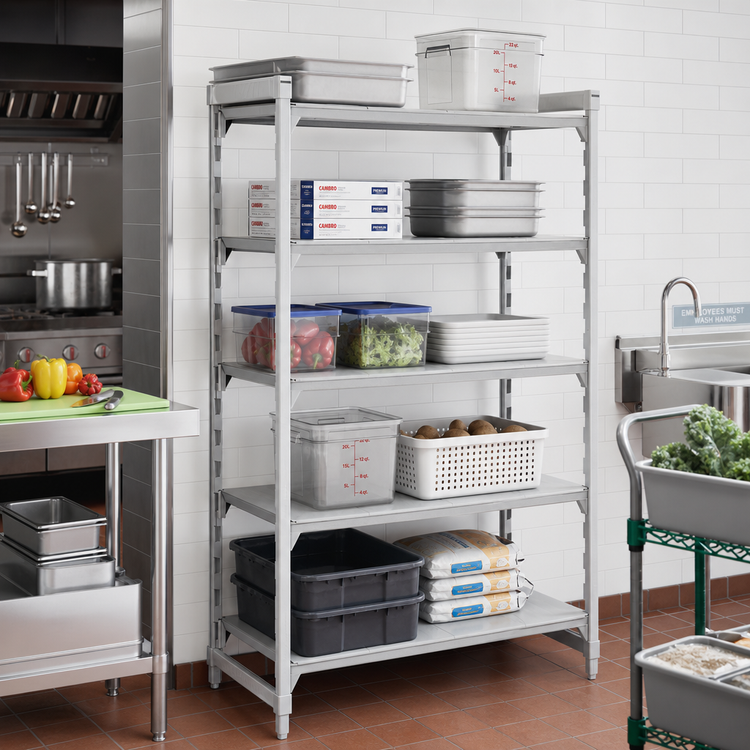 Product image #3 for Cambro Camshelving Premium 72" x 21" x 84" 5-Shelf Solid Stationary Starter Unit