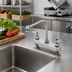 Thumbnail image #2 for T&S Brass B-1148 Deck-Mount Workboard Faucet with Swing Gooseneck Spout, 8-Inch Centers and Lever Handles