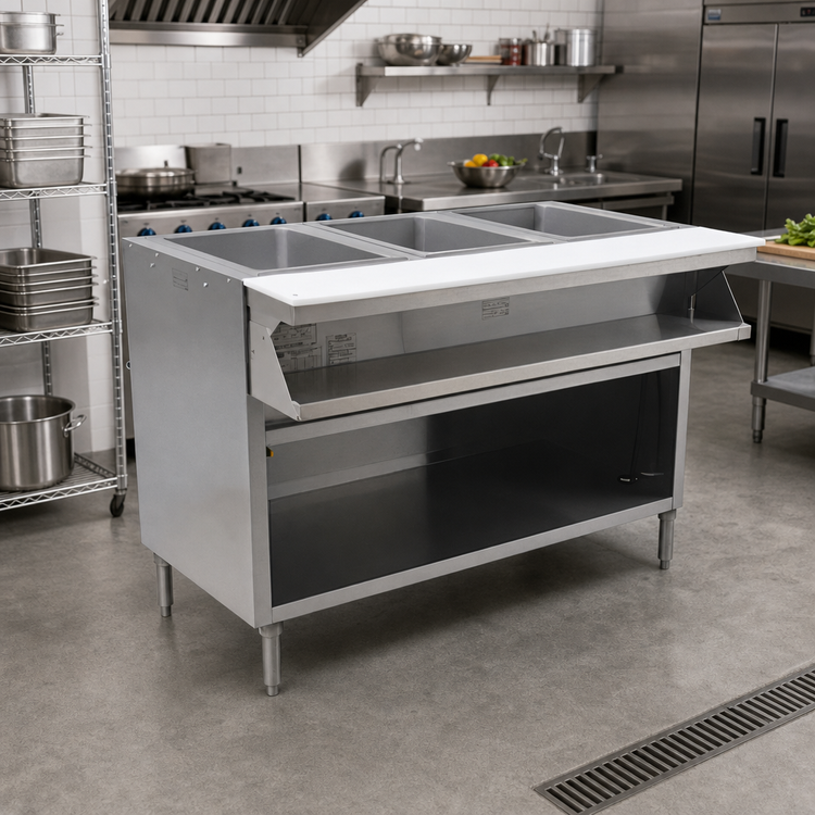 Product image #2 for Spec-Master 4-Well Sealed Well Electric Hot Food Table with Open Front, 63-1/2 Inch Wide