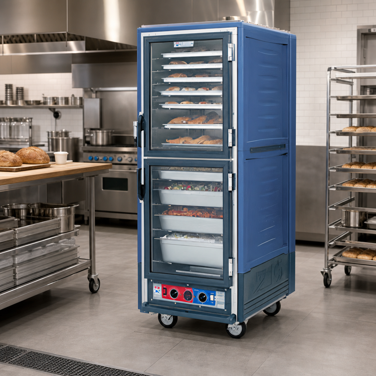 Product image #2 for Metro C5 3 Series Mobile Full Height Heated Holding and Proofing Cabinet with Moisture Control, Blue, Dutch Clear Doors, 35-Pan Capacity