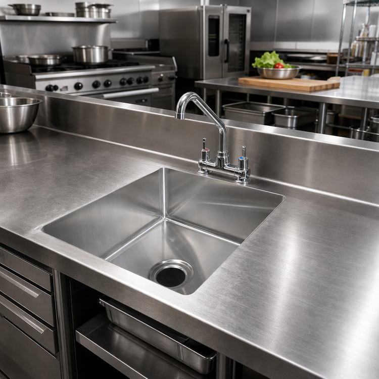 Product image #2 for John Boos 16 x 20 x 12 Inch Weld-In Undermount Single-Compartment Sink, 14 Gauge Stainless Steel
