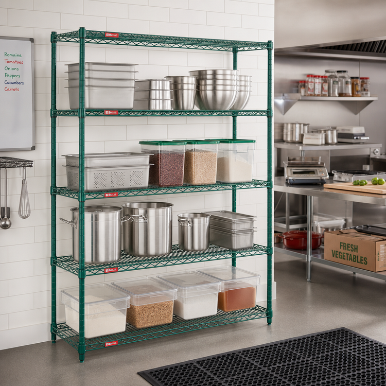 Product image #2 for Eagle Valu-Gard 4-Tier Stationary Wire Shelving Starter Unit, 72W x 24D x 63H, Green Epoxy