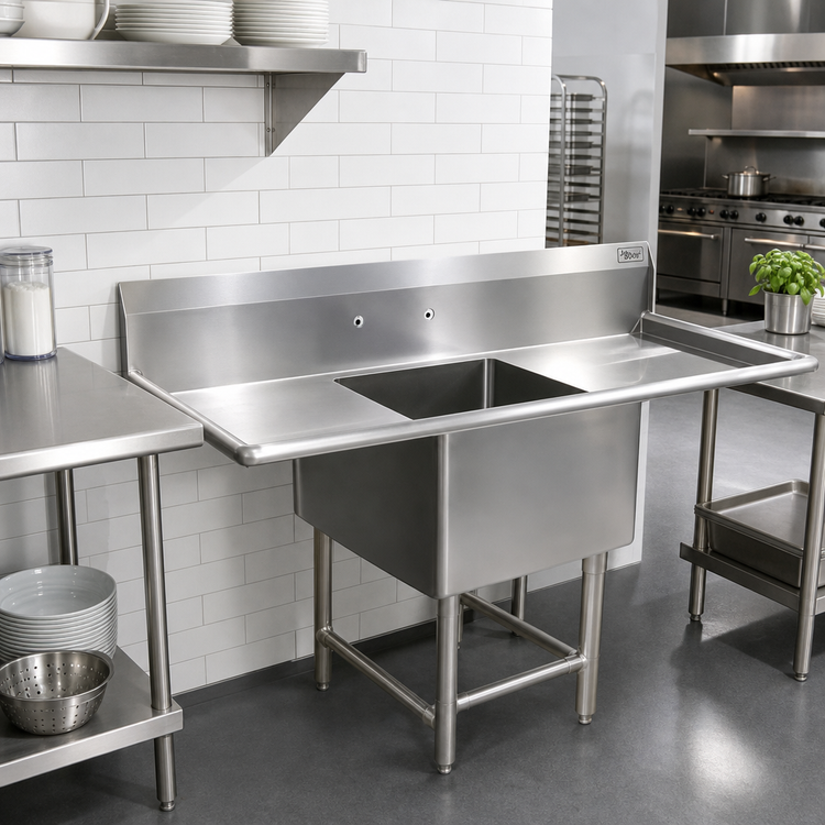 Product image #2 for John Boos Pro-Bowl 1-Compartment Stainless Steel Sink with Left and Right Drainboards