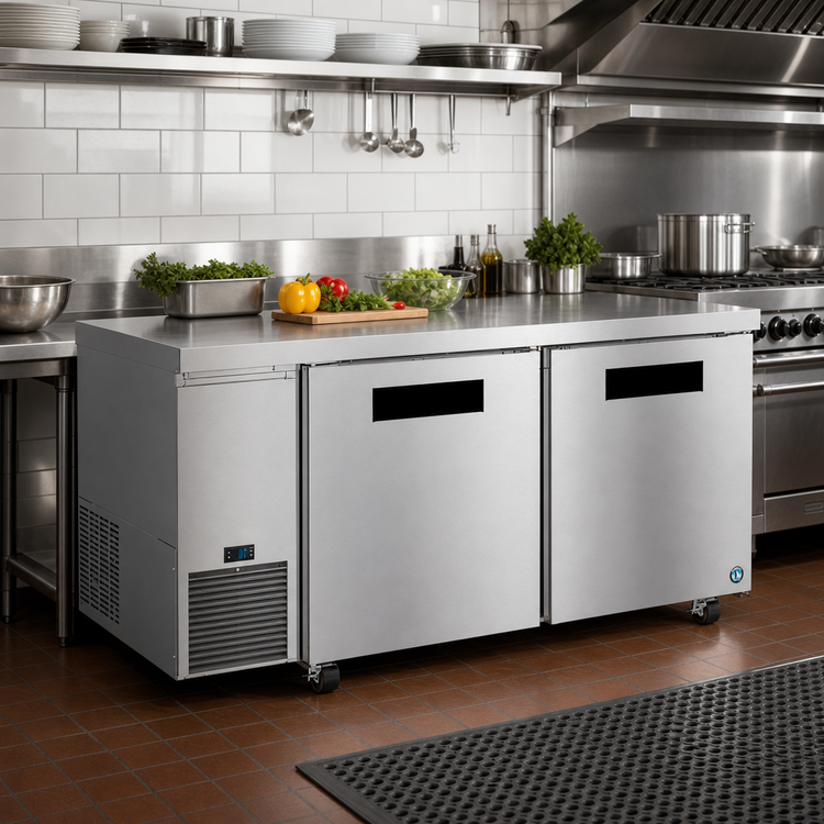 Product image #2 for Hoshizaki Steelheart 67-Inch Two-Section Undercounter Reach-In Refrigerator with Side-Mounted Self-Contained Refrigeration